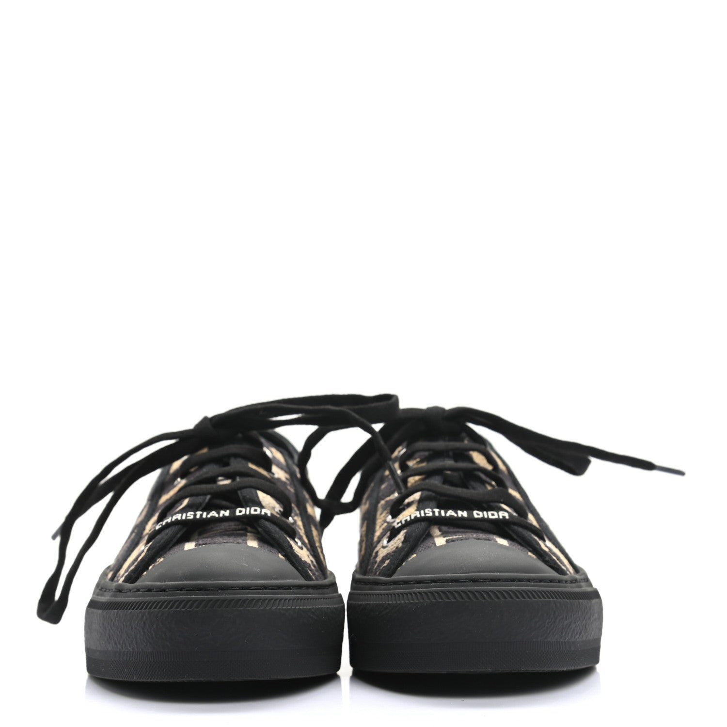 Christian Dior Cotton Mizza Embroidered Walk'N'Dior Low Top Sneakers 37.5 Natural Black 2 of 8
