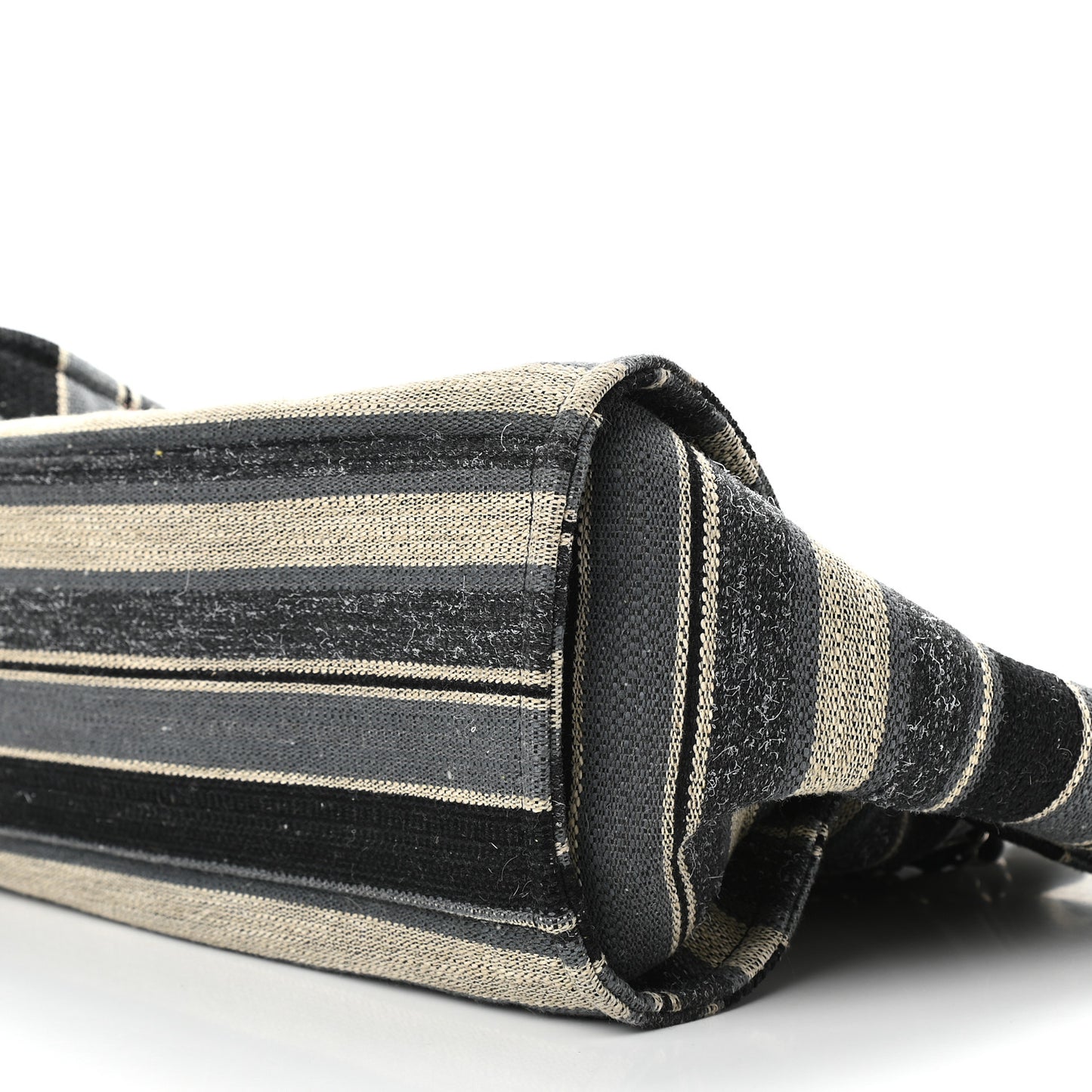 Striped Canvas Medium Deauville Tote Black