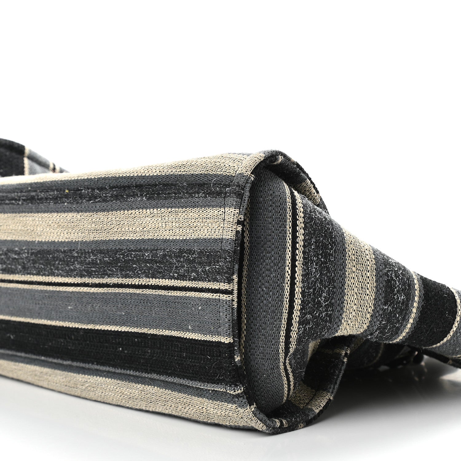 Chanel Striped Canvas Medium Deauville Tote Black 9 of 9