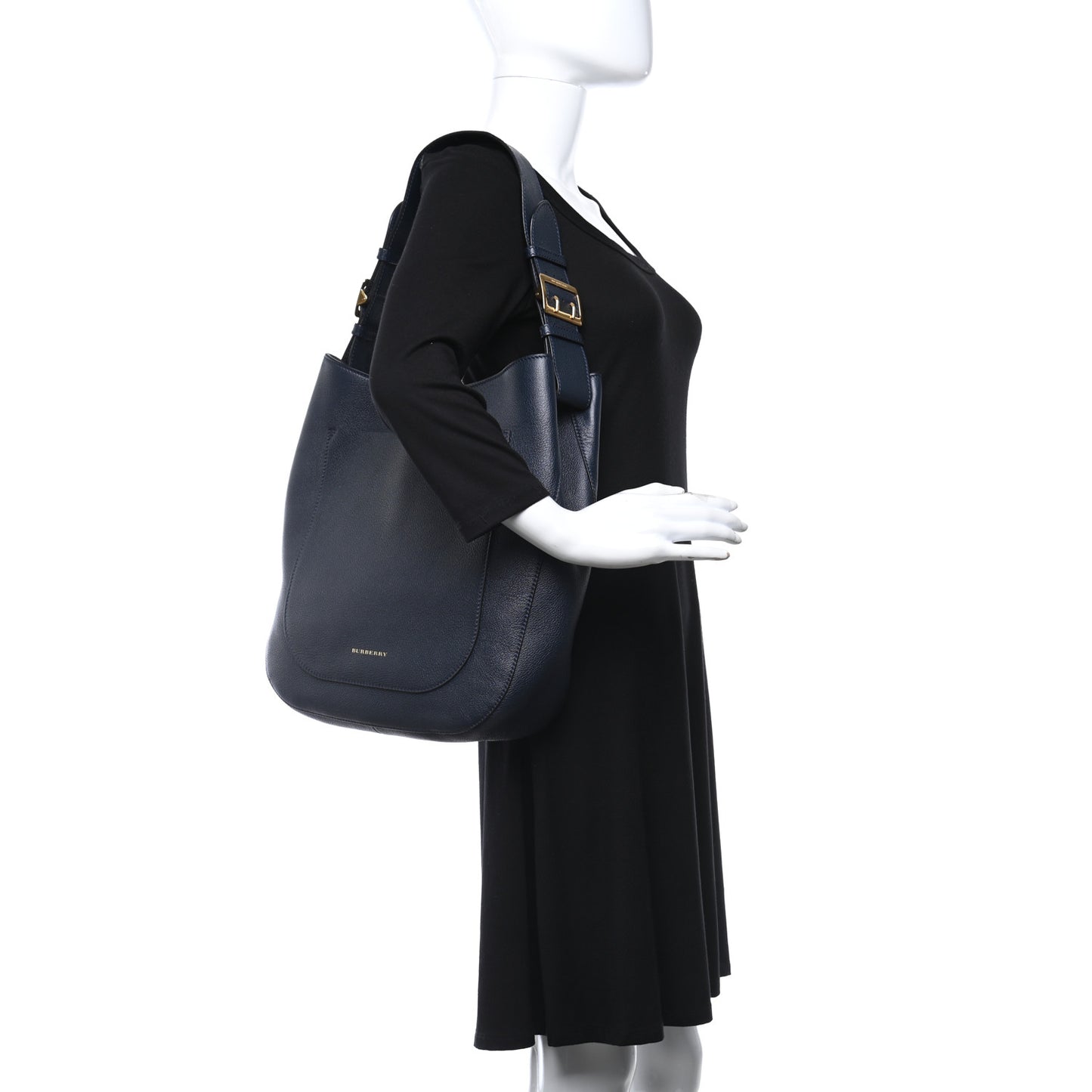 Grainy Calfskin Small Elmstone Hobo Navy