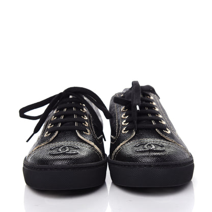 Chanel Coated Canvas Lace Up Cap Toe Sneakers 36 Black 2 of 10