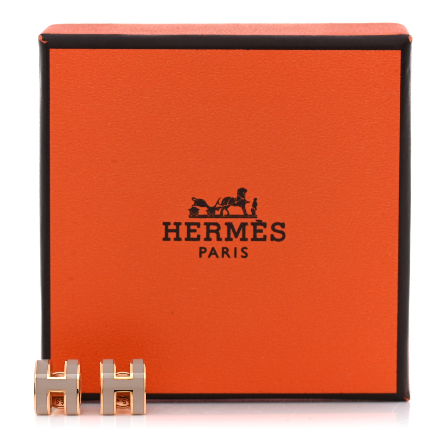 Rose Gold Lacquered Mini Pop H Earrings Marron Glace