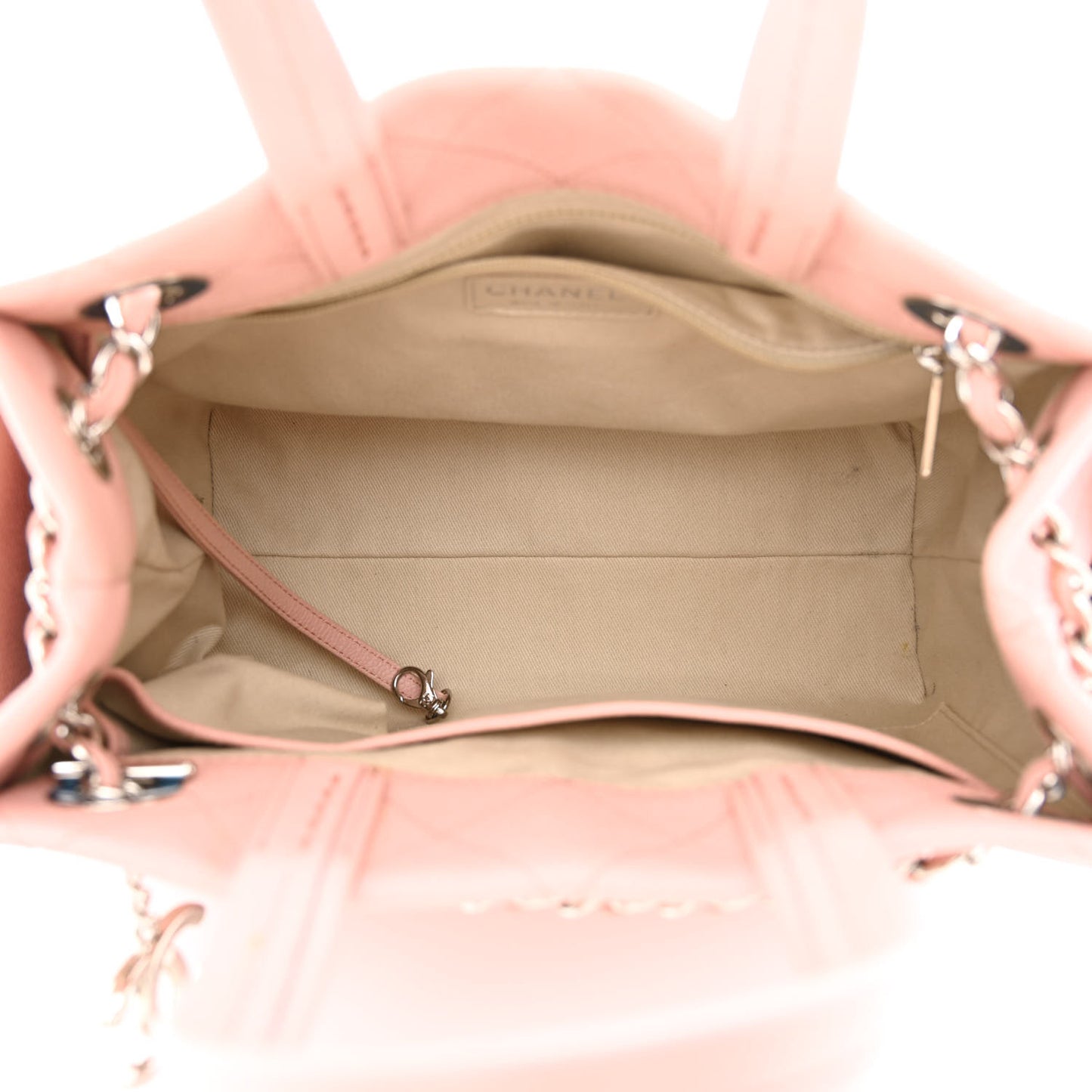 Grained Calfskin CC Pocket Tote Pink