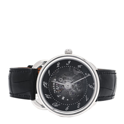 Hermes Stainless Steel Alligator 40mm Arceau Squelette Automatic Watch Noir 2 of 5