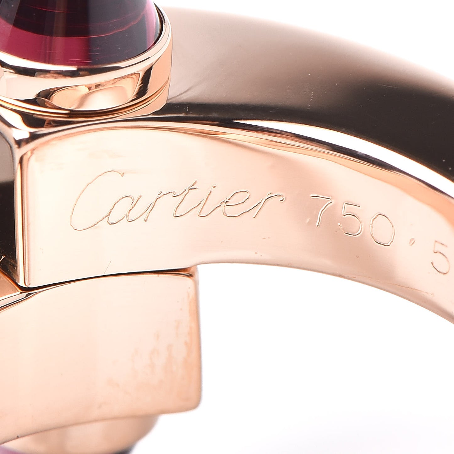 18K Pink Gold Rhodolite Garnet Menotte Bypass Ring 50 5.25