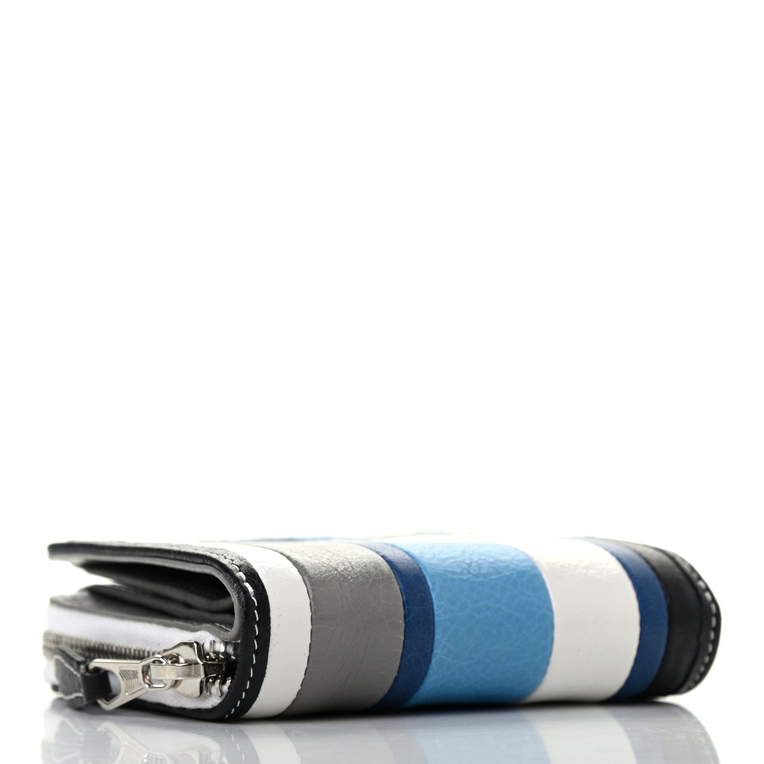 Balenciaga Veau Arena Multicolore Bazar Compact Zip Around Wallet Bleu Gris White Black 3 of 6