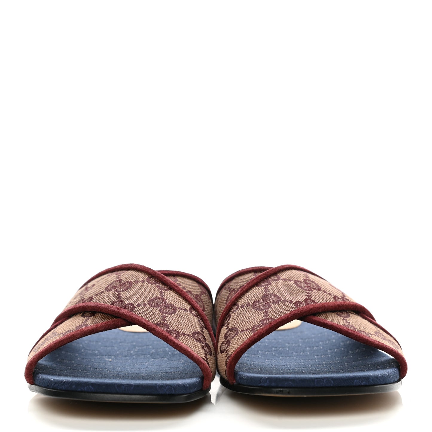Canvas GG Monogram Womens Criss Cross Slide Sandals 39 Sahara Rubino Chardonnay