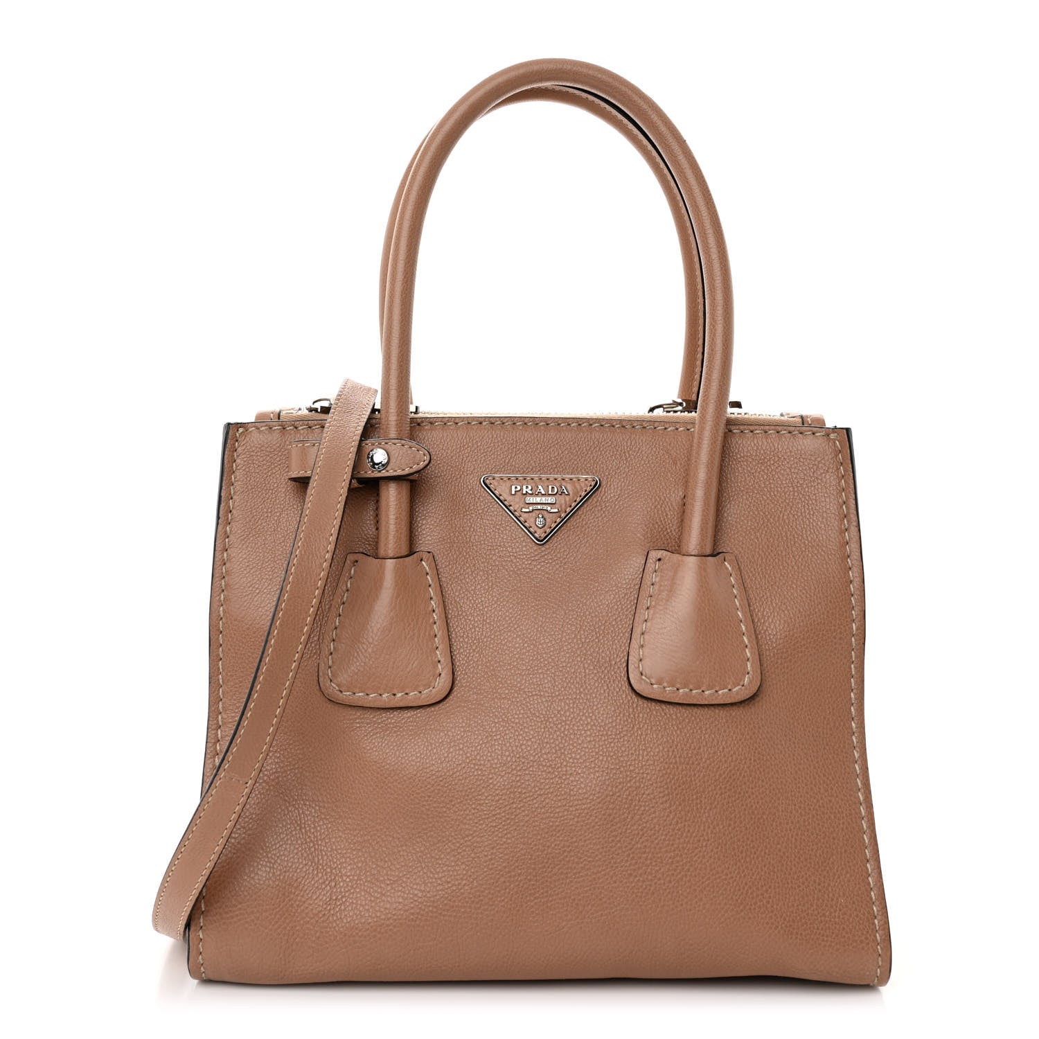 Prada Glace Calfskin Small Twin Pocket Tote Cammeo 1 of 11