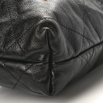 Chanel Shiny Crumpled Calfskin Quilted Pearl Mini Chanel 22 Black 9 of 9