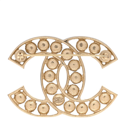 Chanel Pearl Crystal CC Brooch Gold Pearly White 3 of 4