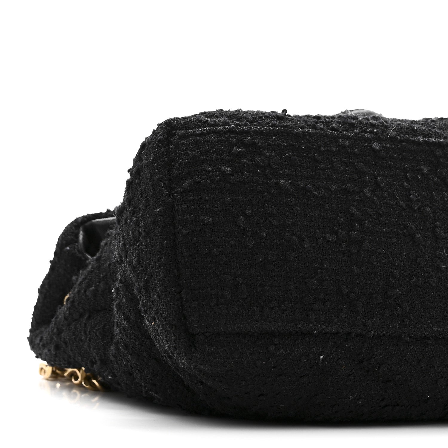 Saint Laurent Boucle Tweed Quilted Small Loulou Puffer Monogram Chain Satchel Black 9 of 10