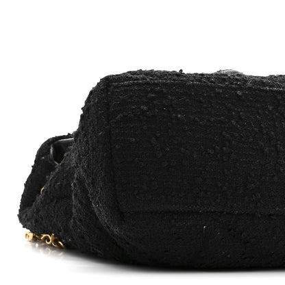 Saint Laurent Boucle Tweed Quilted Small Loulou Puffer Monogram Chain Satchel Black 9 of 10