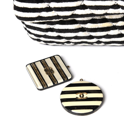 Chanel Velvet Quilted Medium Flap Black White 11 of 12