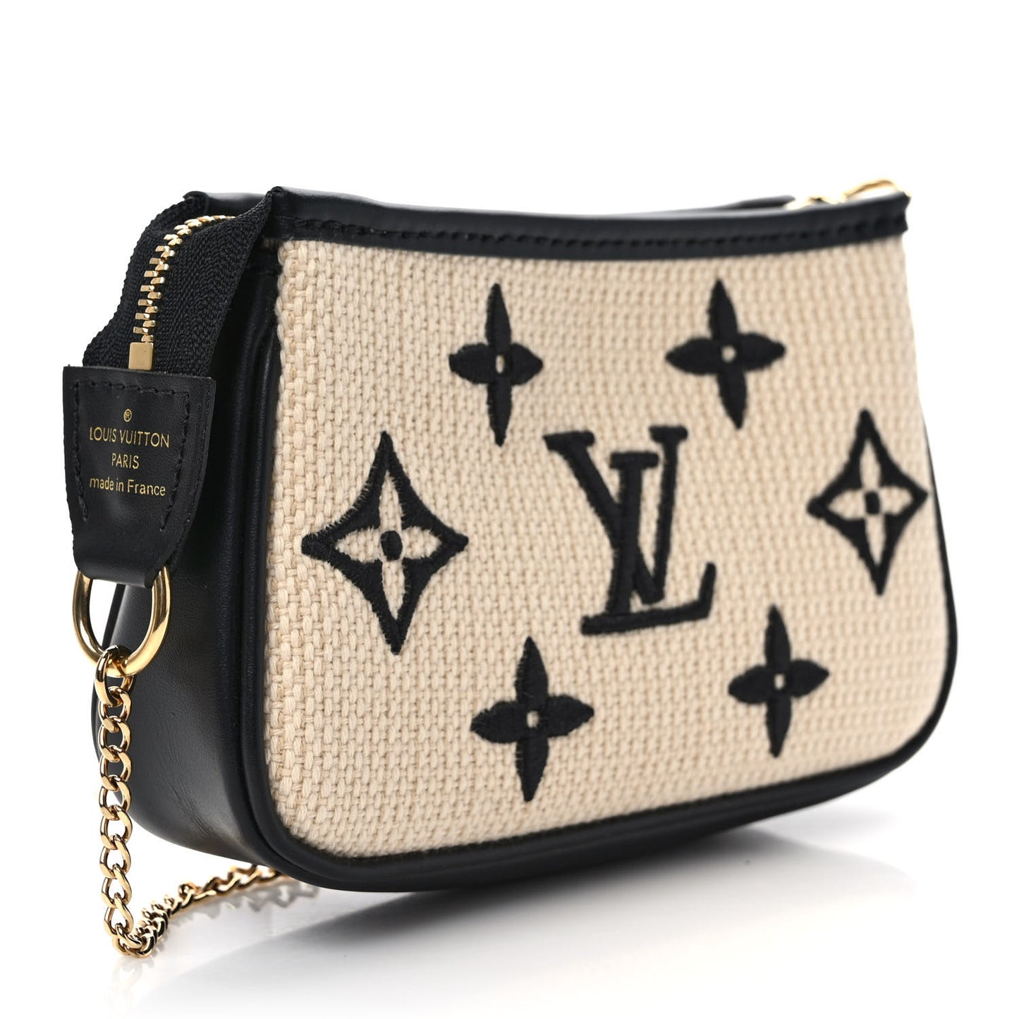 Cotton Monogram Giant Mini Pochette Accessories Beige Black