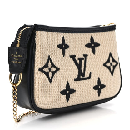 Louis Vuitton Cotton Monogram Giant Mini Pochette Accessories Beige Black 3 of 6