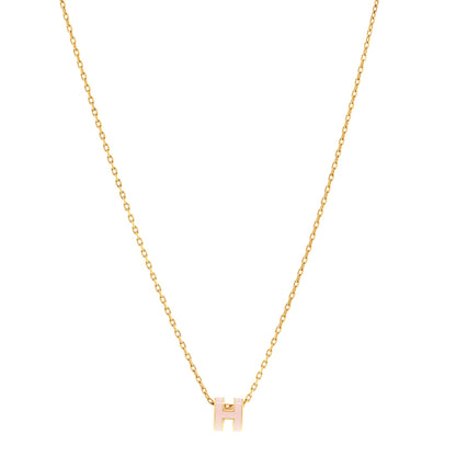 Hermes Lacquered Rose Gold Mini Pop H Pendant Necklace Rose Dragee 1 of 7