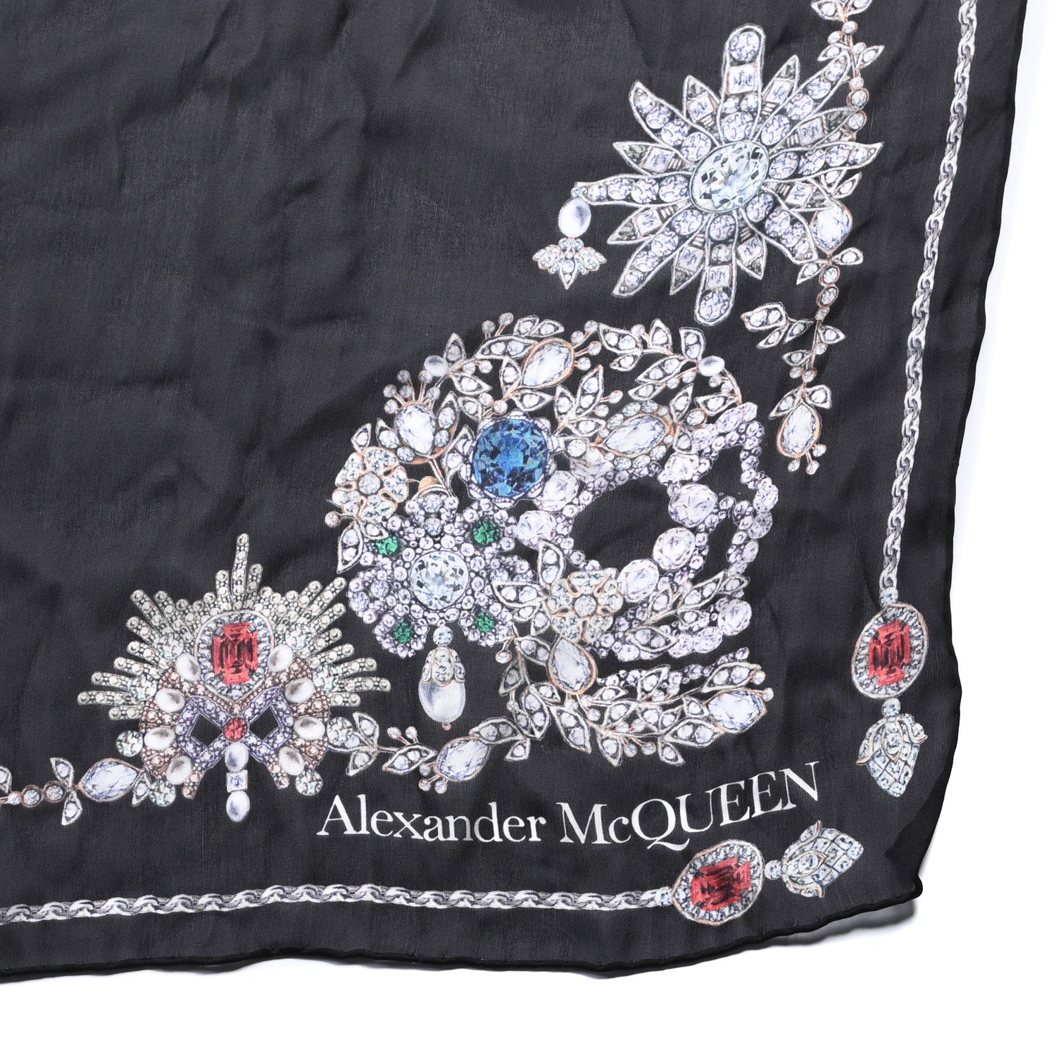 Alexander McQueen Silk Treasure Skeleton Scarf Black 3 of 4