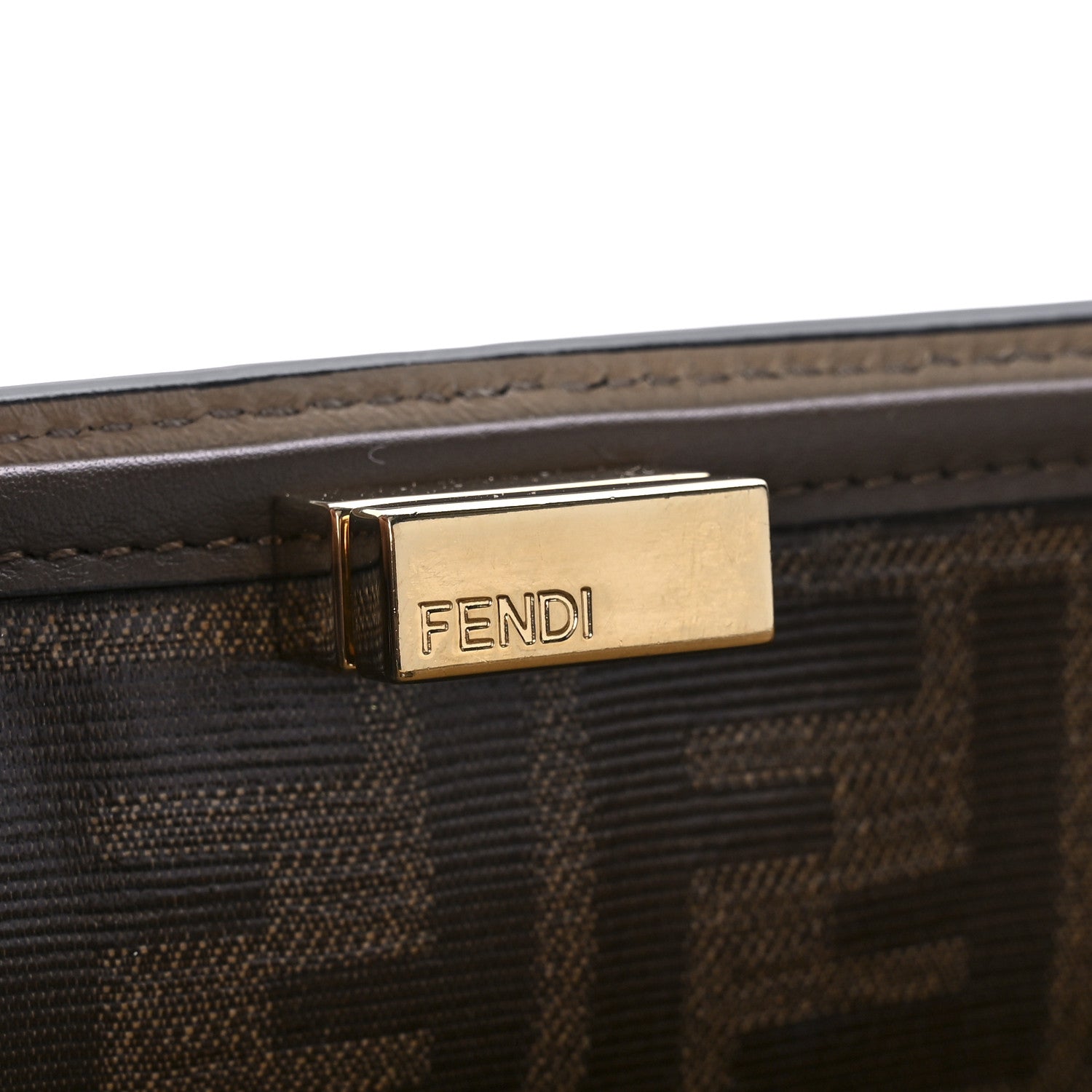 Fendi Vitello Seta Glazed Fabric FF 1974 Medium Peekaboo X-Lite Black Mogano Panna 6 of 11