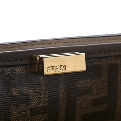 Fendi Vitello Seta Glazed Fabric FF 1974 Medium Peekaboo X-Lite Black Mogano Panna 6 of 11