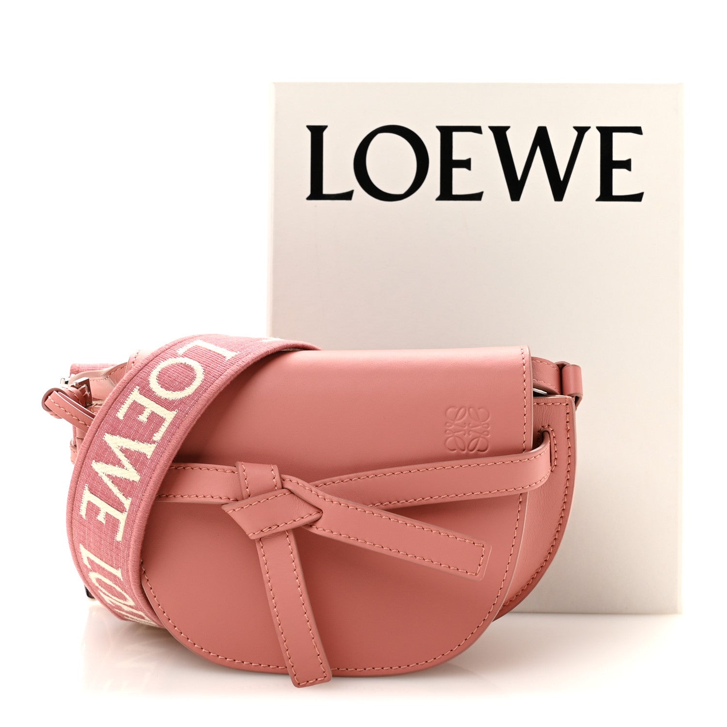 Loewe Calfskin Jacquard Mini Gate Dual Bag Peach Bloom 11 of 11