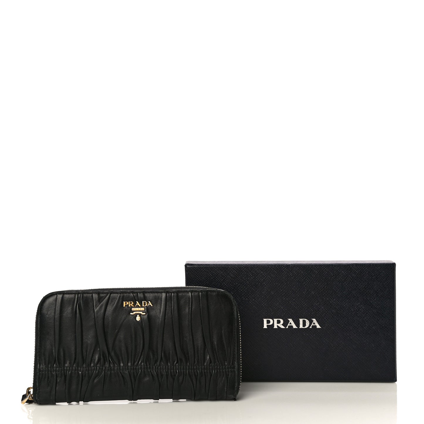 Nappa Gaufre Zip Around Wallet Black