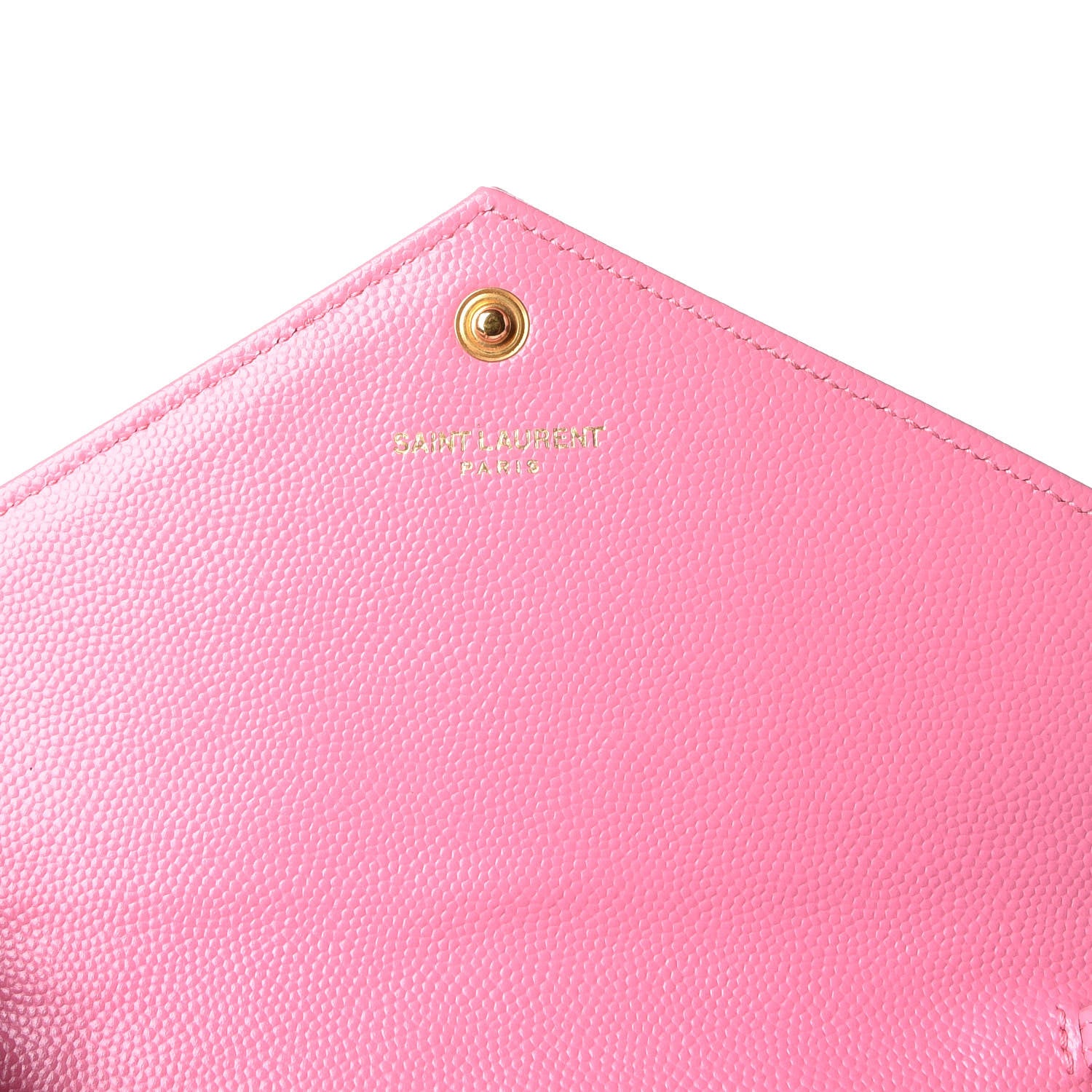 Saint Laurent Grain De Poudre Matelasse Chevron Monogram Envelope Chain Wallet Indian Pink 7 of 10