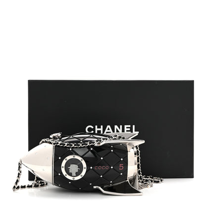 Chanel Plexiglass Crystal Rocket Ship Minaudiere Clutch Black 9 of 9