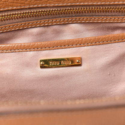 Miu Miu Goatskin Madras Bowling Bag Cuoio 6 of 13