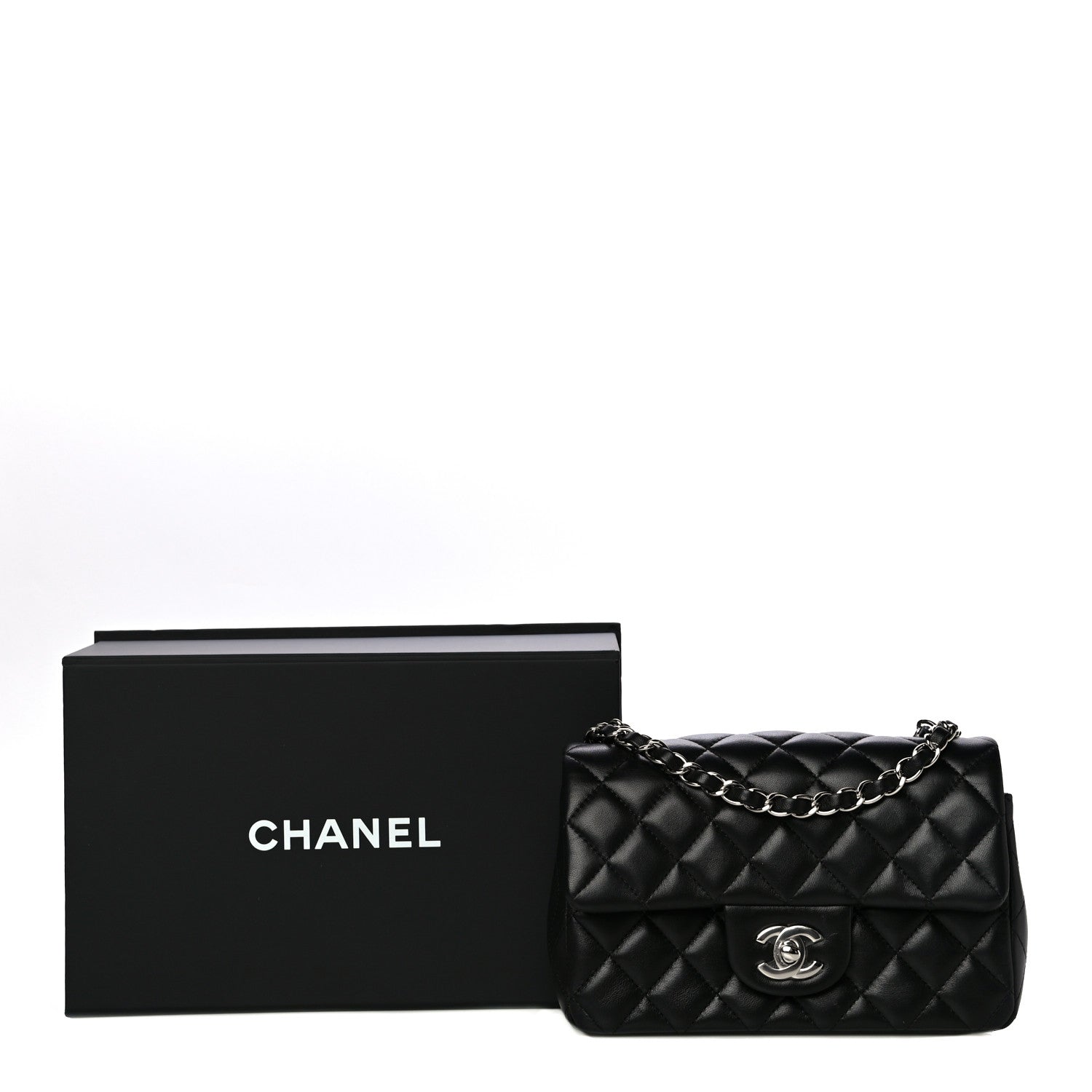 Chanel Lambskin Quilted Mini Rectangular Flap Black 14 of 14