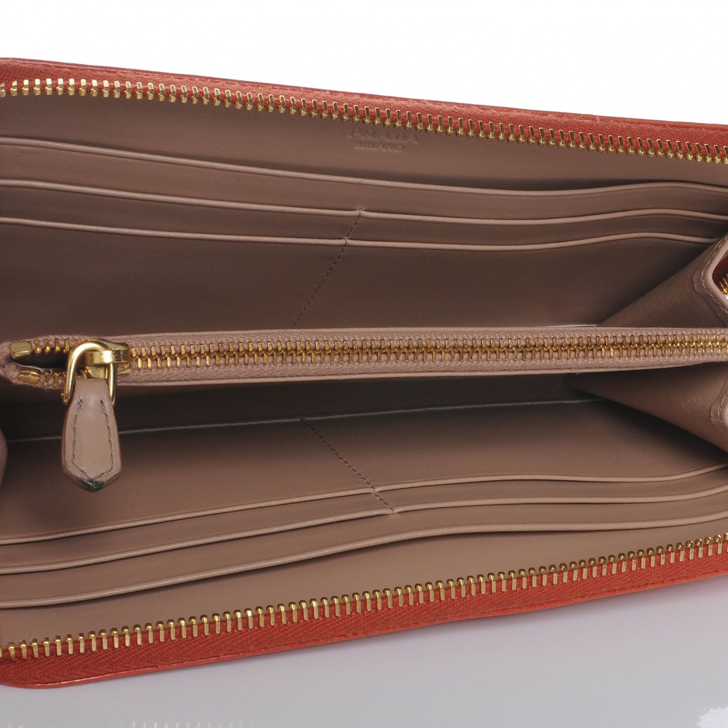Vitello Shine Zip Around Wallet Mandarino