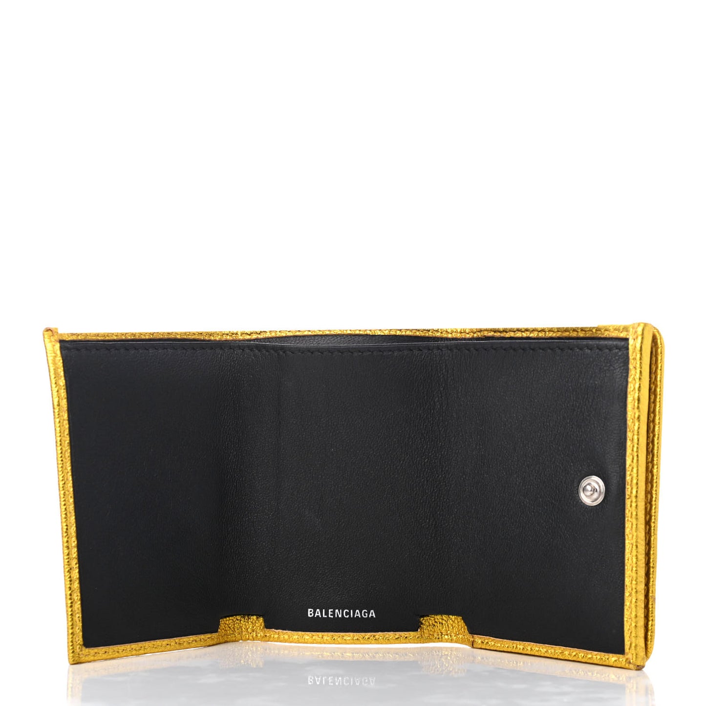 Metallic Goatskin Logo Mini Everyday Wallet Oro Black