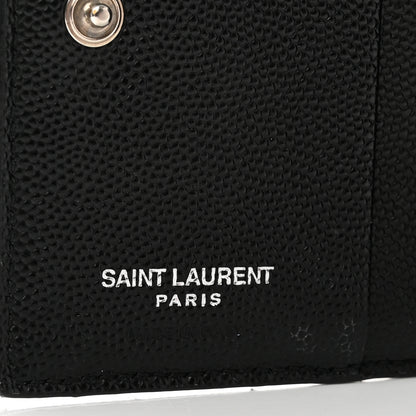 Saint Laurent Grain De Poudre Matelasse Chevron Monogram Zipped Card Case Black 6 of 8