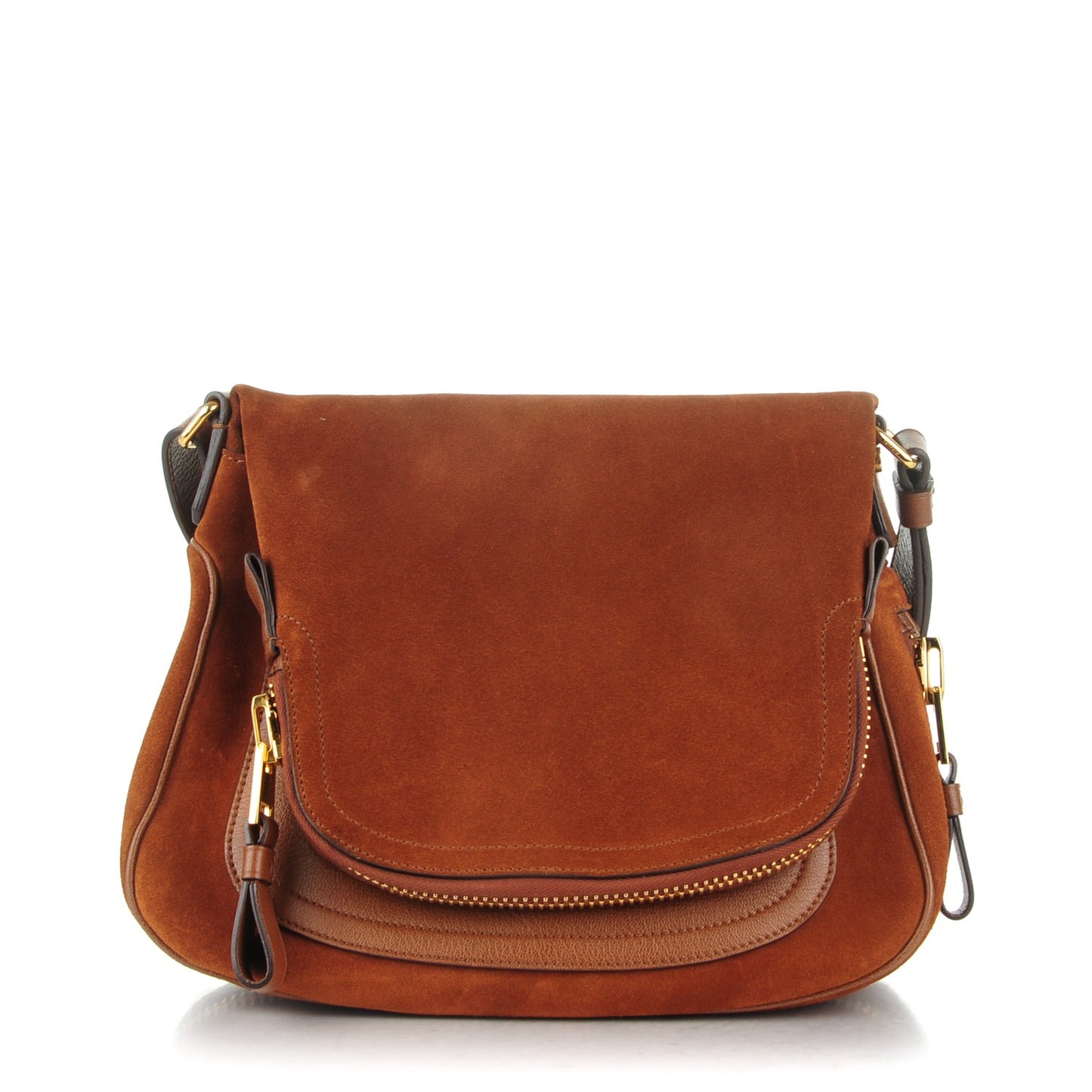 Suede Calfskin Medium Jennifer Crossbody Bag Caramel