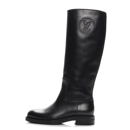 Louis Vuitton Calfskin Overdrive Flat High Boots 35 Black 1 of 6