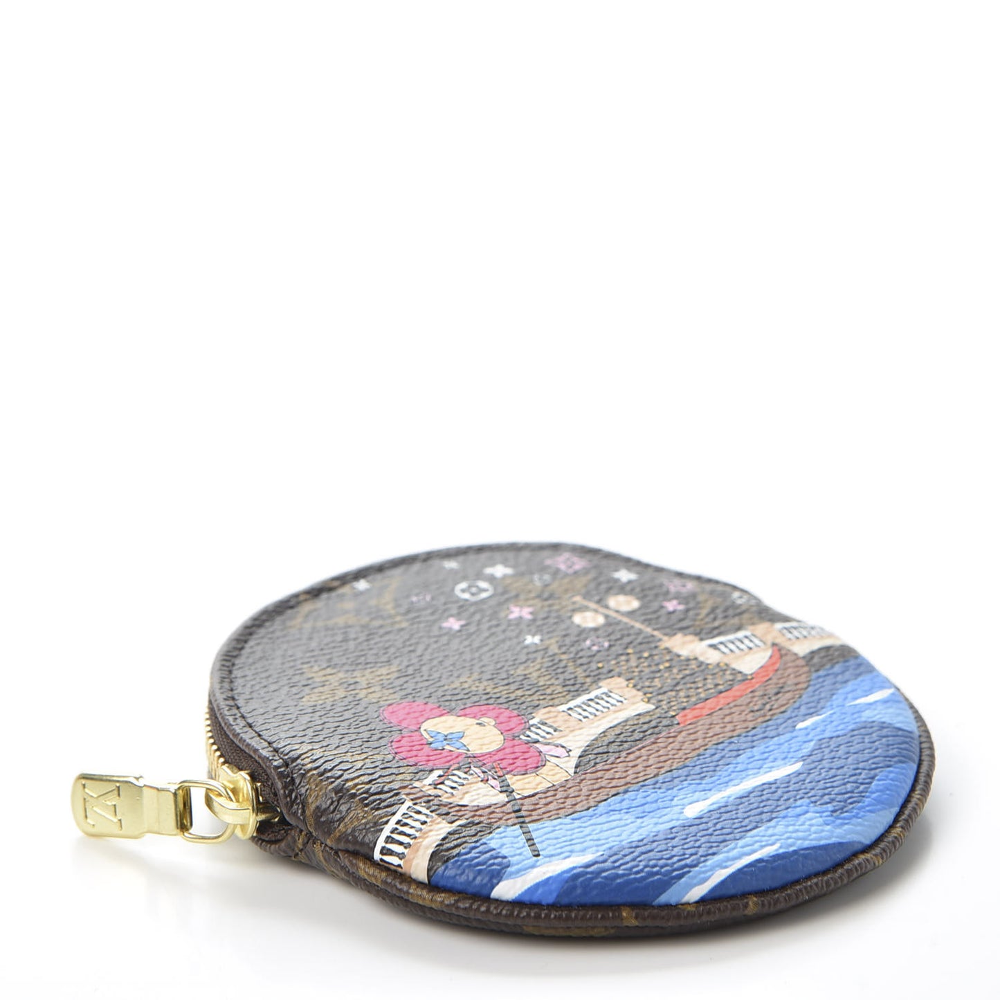 Monogram 2019 Christmas Animation Round Coin Purse Blue