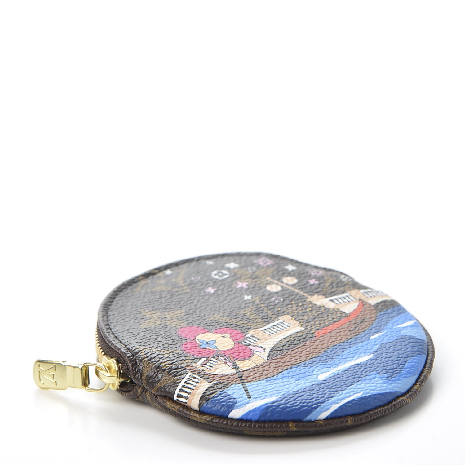 Louis Vuitton Monogram 2019 Christmas Animation Round Coin Purse Blue 3 of 7