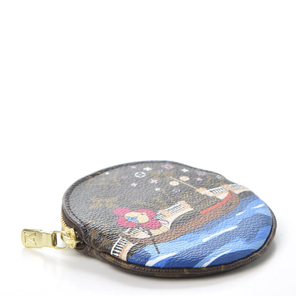 Louis Vuitton Monogram 2019 Christmas Animation Round Coin Purse Blue 3 of 7