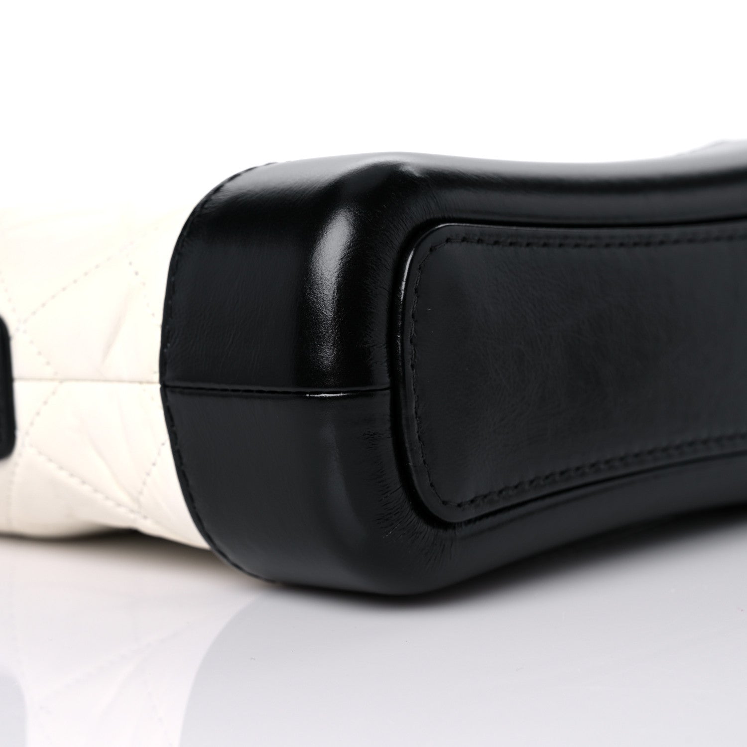 Chanel Aged Calfskin Quilted Small Gabrielle Hobo Black White 8 of 10