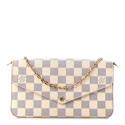 Louis Vuitton Damier Azur Pochette Felicie Chain Wallet Rose Ballerine 1 of 9
