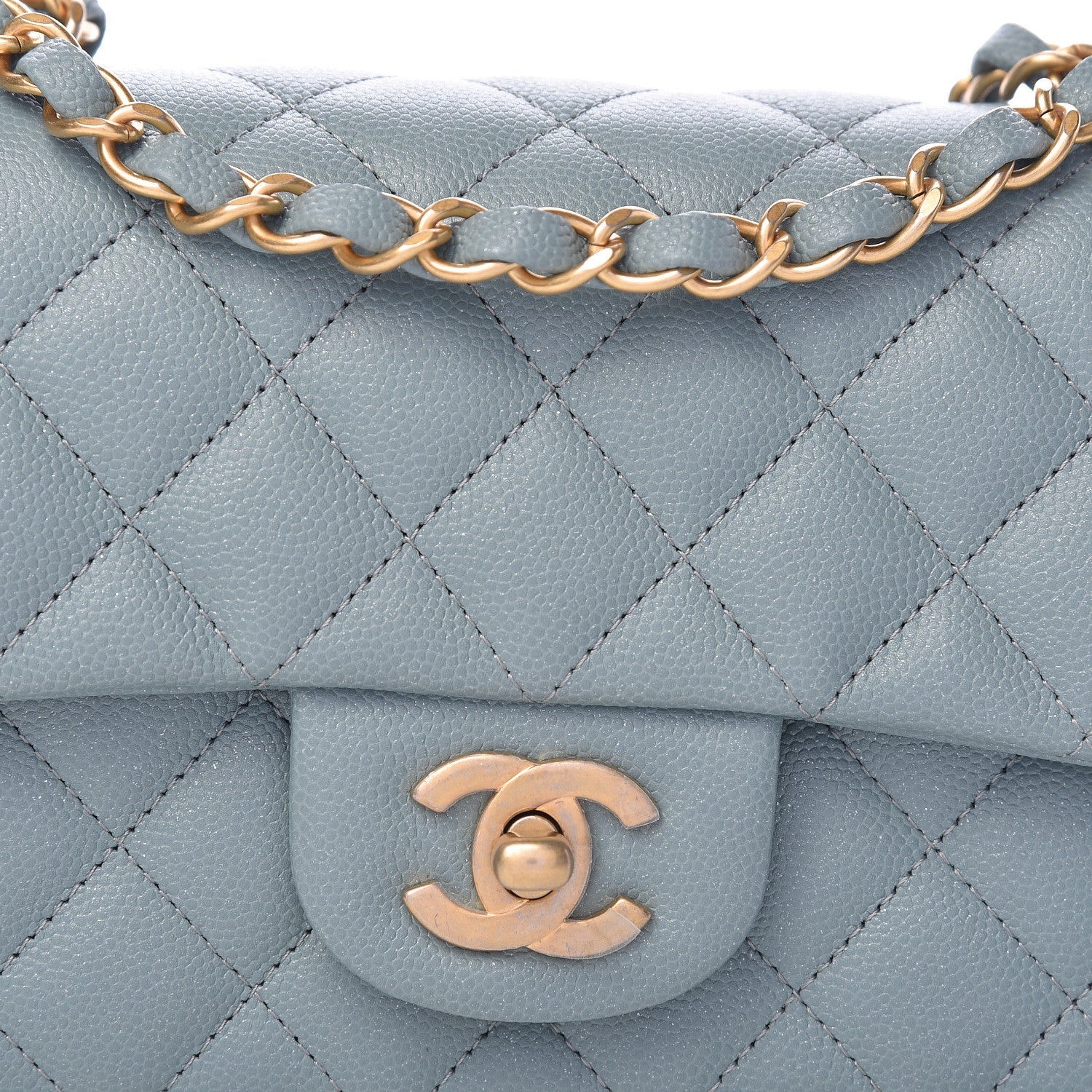 Chanel Iridescent Caviar Quilted Mini Rectangular Flap Light Blue 8 of 11