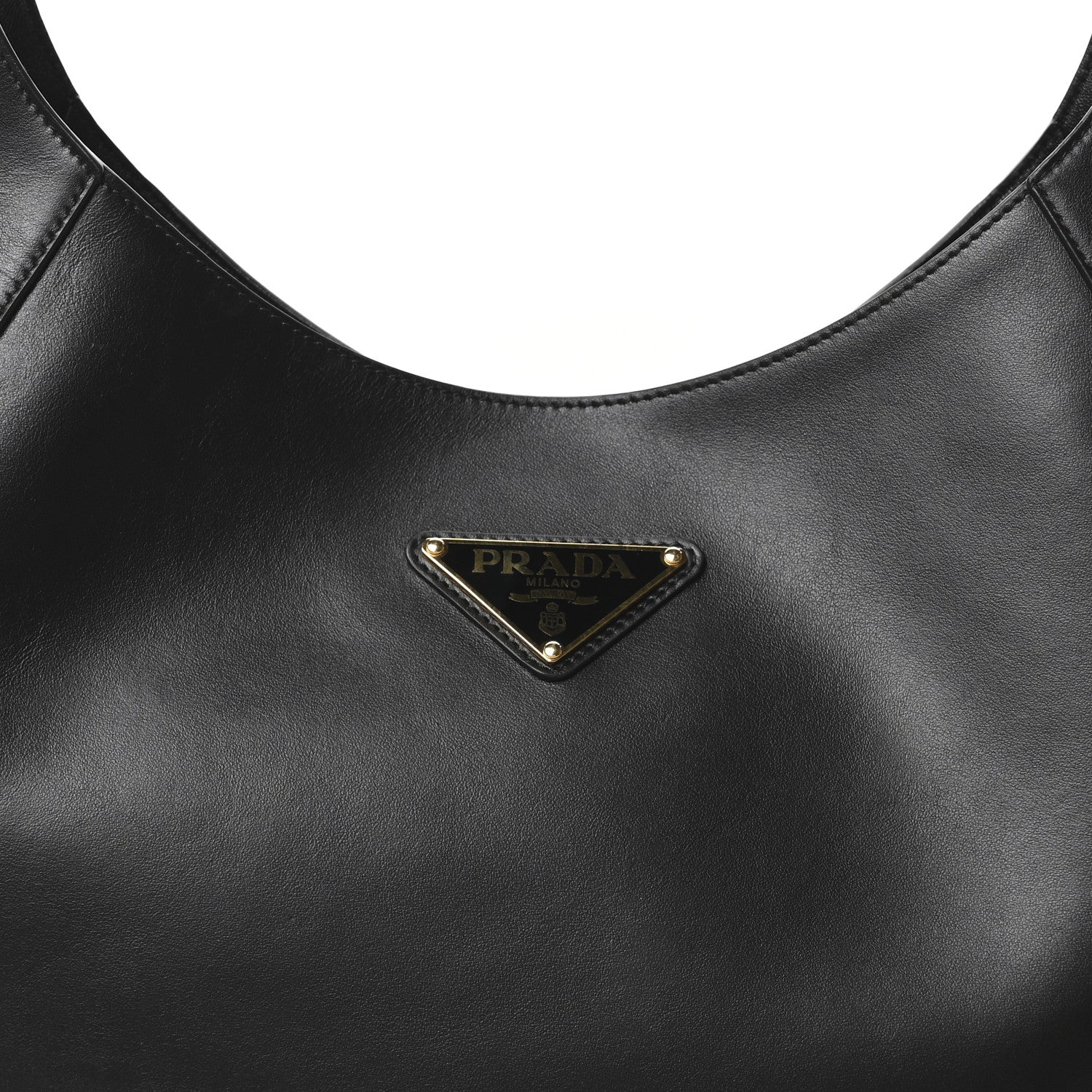 Prada City Calfskin Triangle Large Hobo Shoulder Bag Black 7 of 9