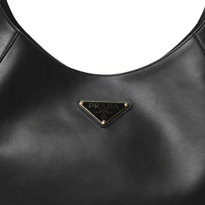 Prada City Calfskin Triangle Large Hobo Shoulder Bag Black 7 of 9