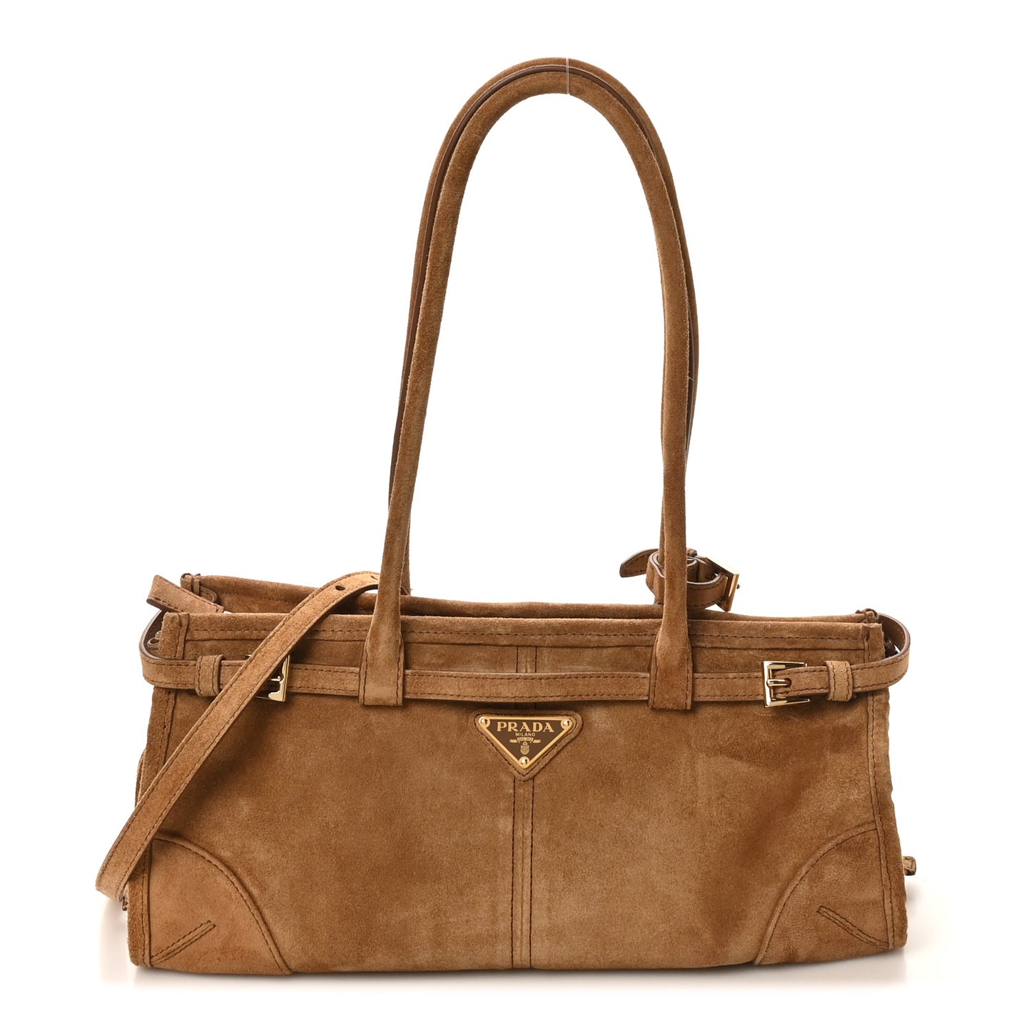 Suede Triangle Medium Bonnie Shoulder Bag Cacao