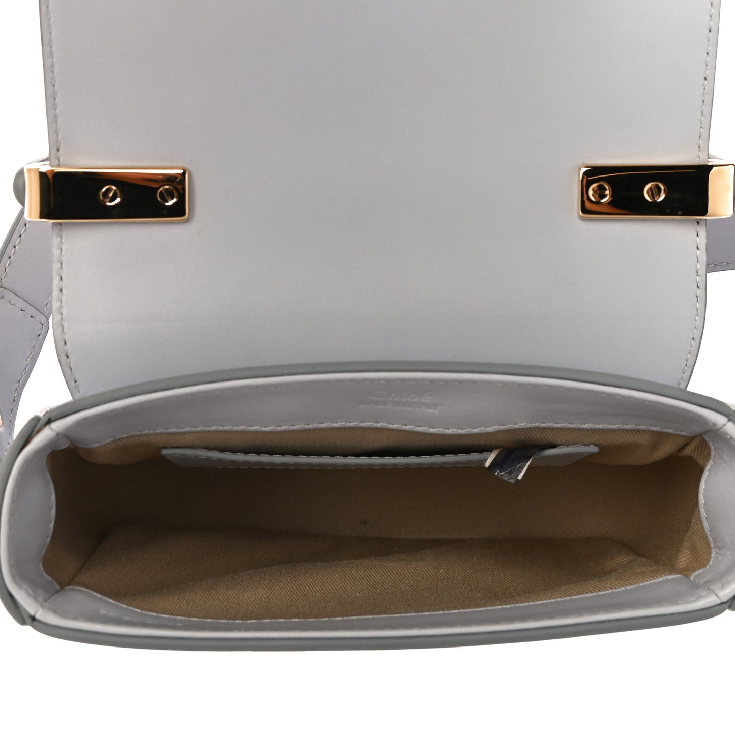 Shiny Calfskin Suede Mini C Double Carry Cloudy Blue
