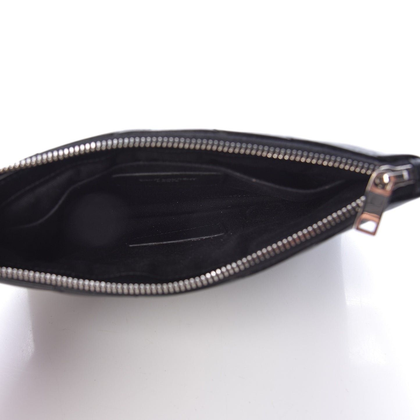 Calfskin Matelasse Chevron Monogram Pouch Black