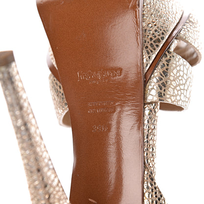 Saint Laurent Metallic Crackled Calfskin Tribute 105 Platform Sandals 39.5 Gold 11 of 13