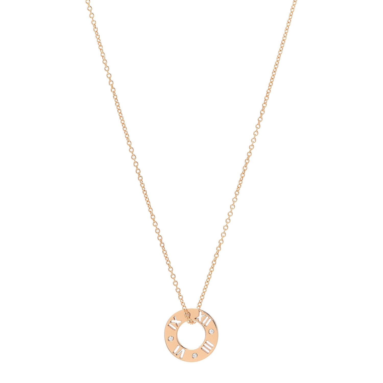 Tiffany 18K Rose Gold Diamond Atlas Pierced Pendant Necklace 1 of 6