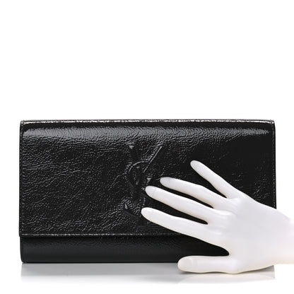 Saint Laurent Textured Patent Calfskin Large Belle De Jour Clutch Dark Brown 2 of 9