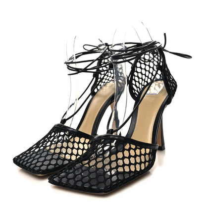 Bottega Veneta Mesh Nappa Stretch Ankle Tie 90mm Sandals 39 Black 3 of 8