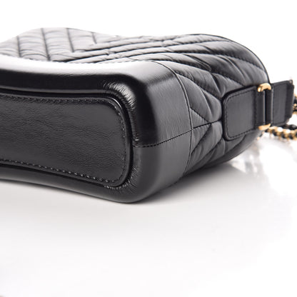 Chanel Aged Calfskin Chevron Quilted Small Gabrielle Hobo Black 6 of 10